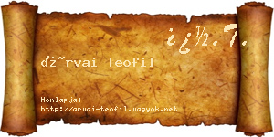 Árvai Teofil névjegykártya